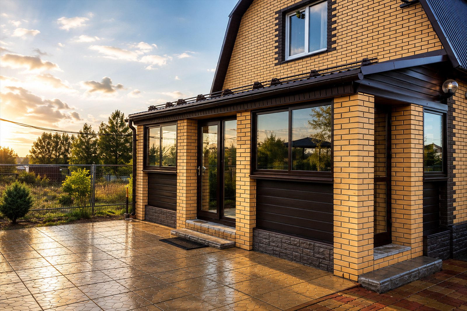 Комбинированное остекление веранды в Язвище с центральной дверью Patio